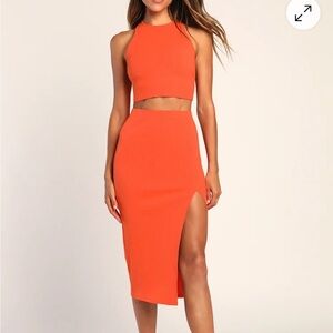 Orange Women's Skirt and Top Set
